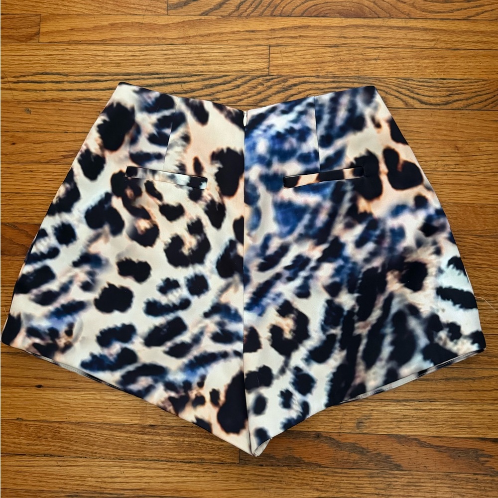 C/MEO Collective High Waist Leopard Print Shorts - Blue, Black, Cream - Picture 2 of 4